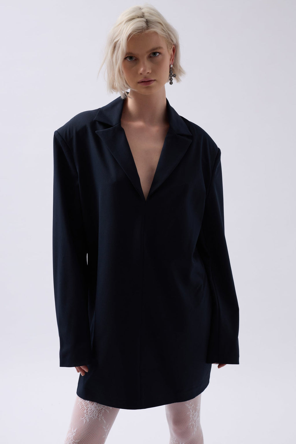 Jacket Collar Navy Mini Dress