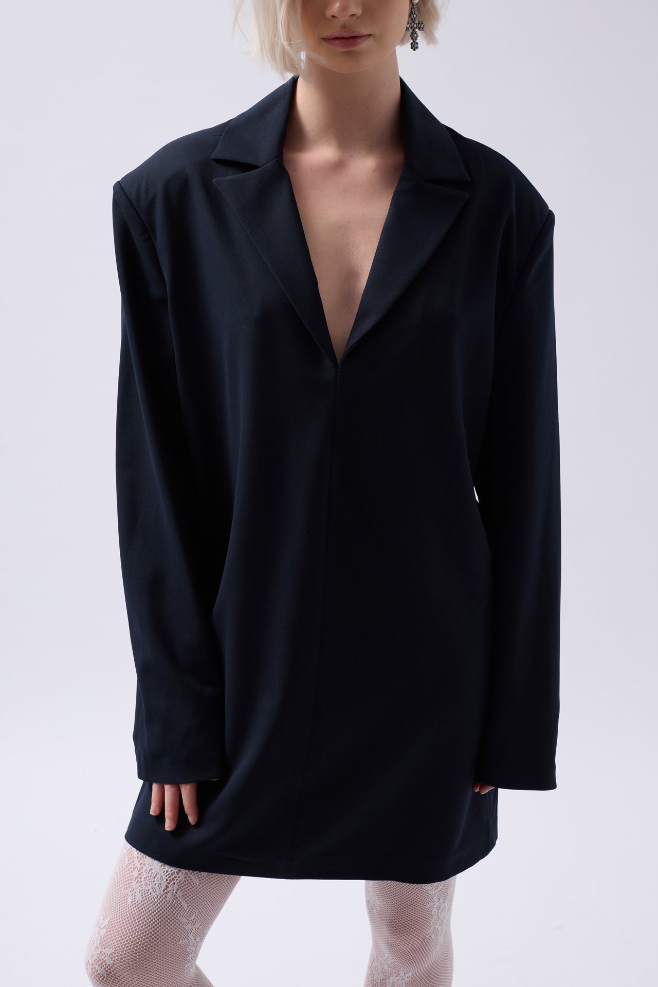 Jacket Collar Navy Mini Dress
