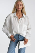 Cep Detay Basic Oversize White Shirt