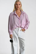 Cep Detay Basic Oversize Pink Shirt
