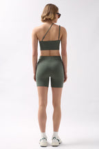 Pocket Detail Biker Khaki Shorts