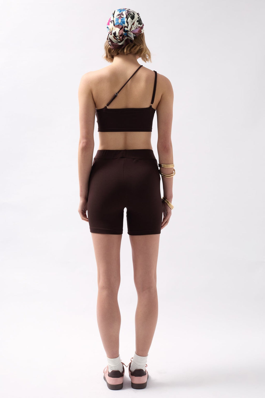 Pocket Detail Biker Brown Shorts
