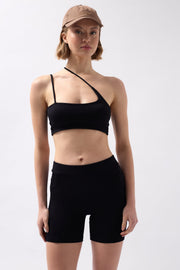Pocket Detail Biker Black Shorts