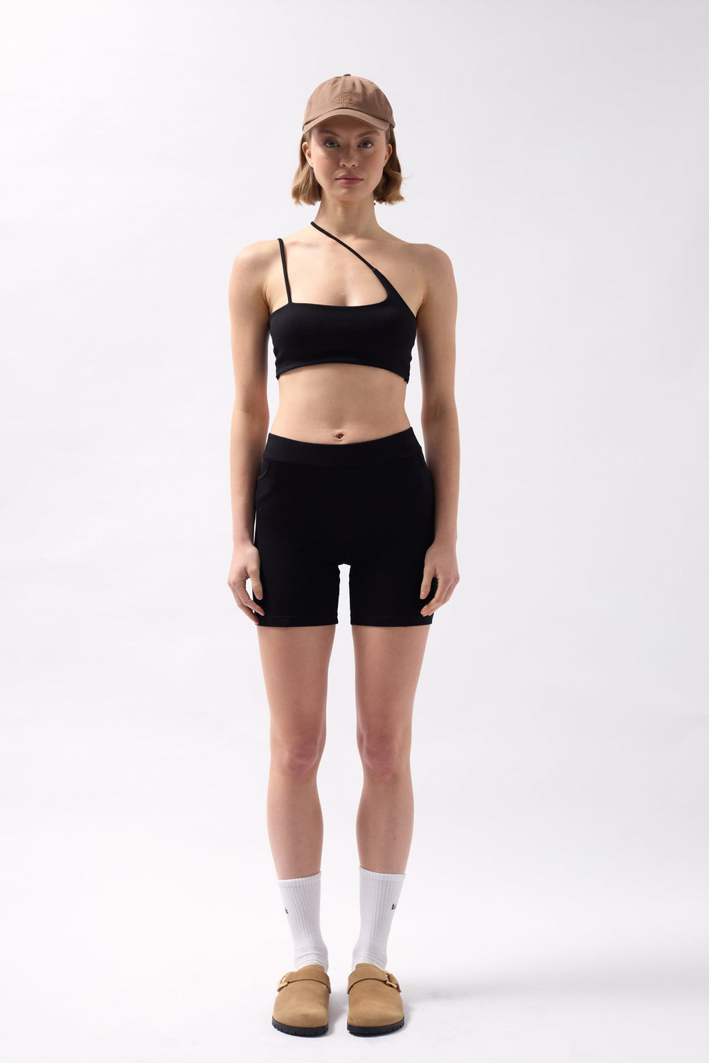 Pocket Detail Biker Black Shorts
