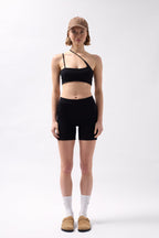 Pocket Detail Biker Black Shorts
