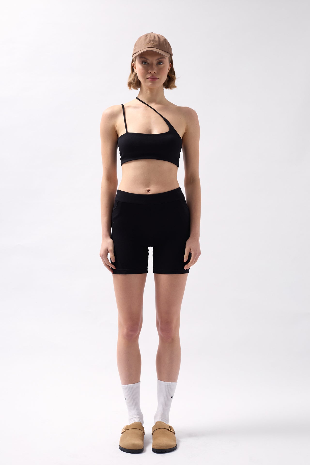 Pocket Detail Biker Black Shorts