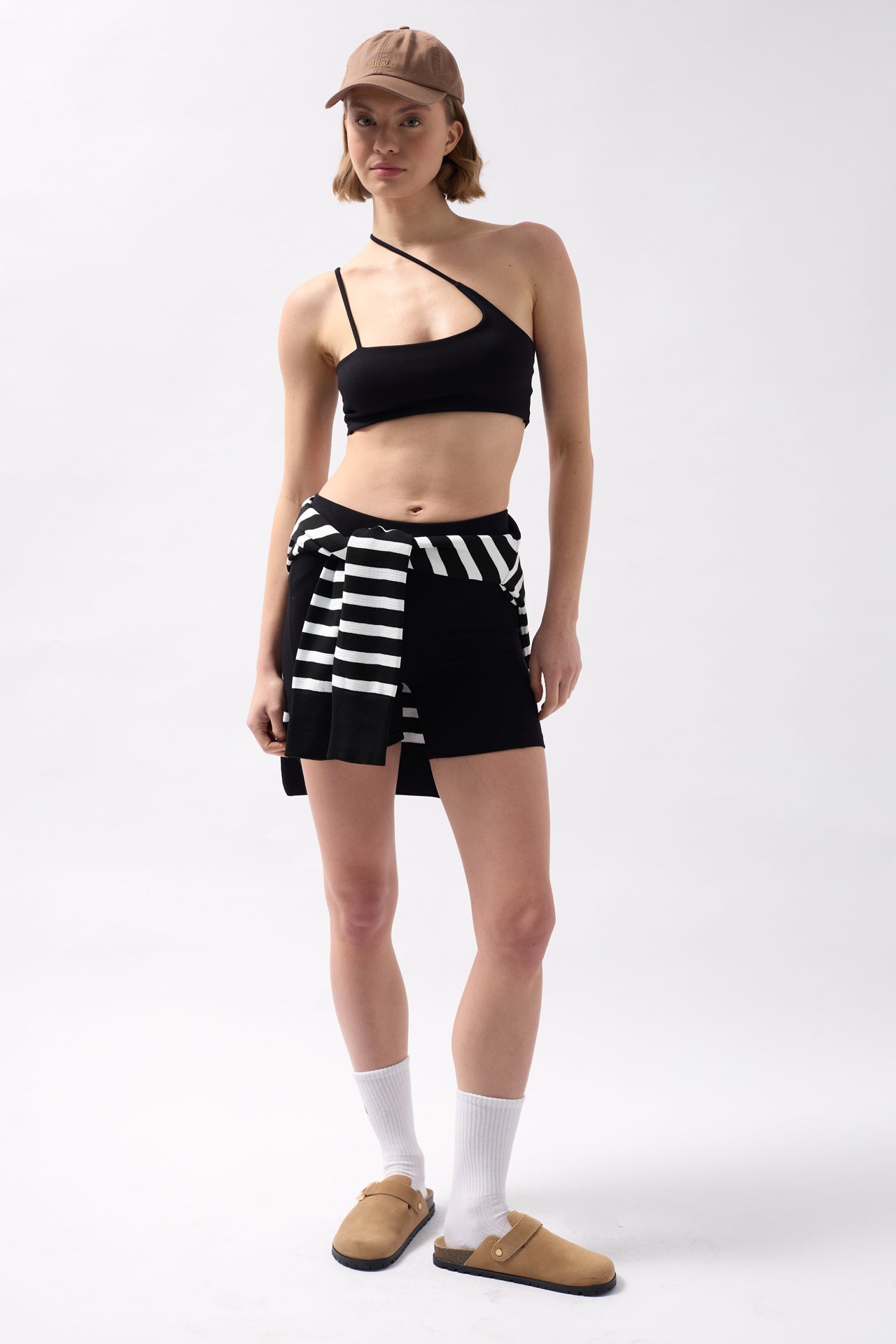 Pocket Detail Biker Black Shorts