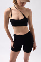 Pocket Detail Biker Black Shorts