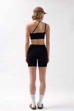 Pocket Detail Biker Black Shorts