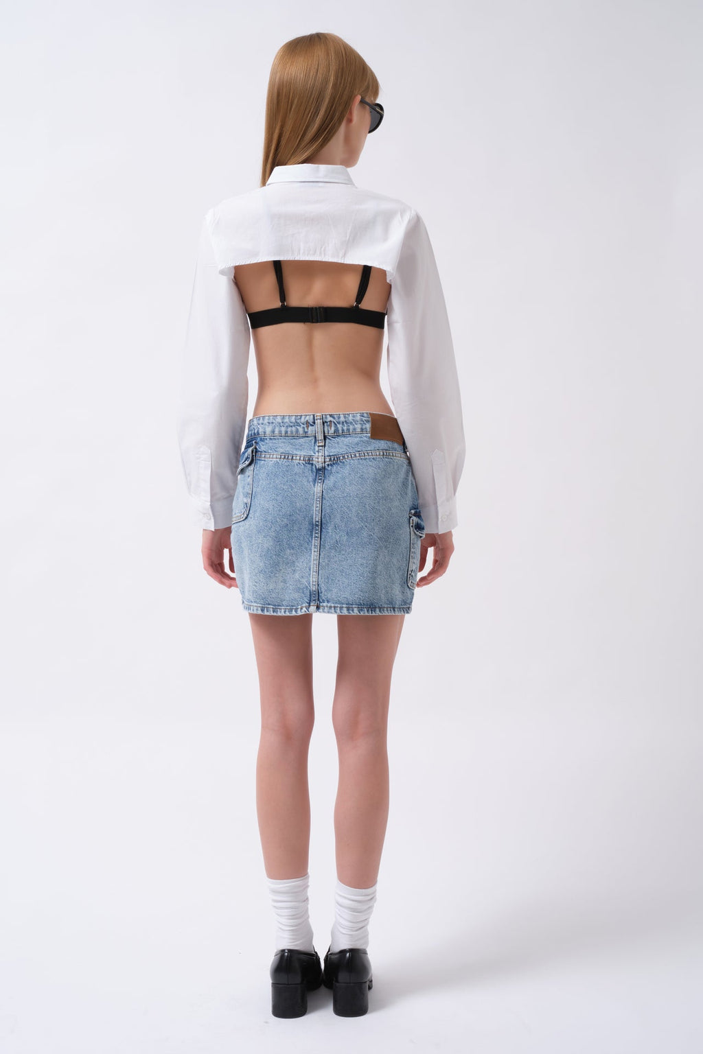 Pocket Detail Denim Mini Blue Skirt