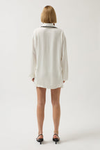 Pocket Detail Ecru Oversize Shirt