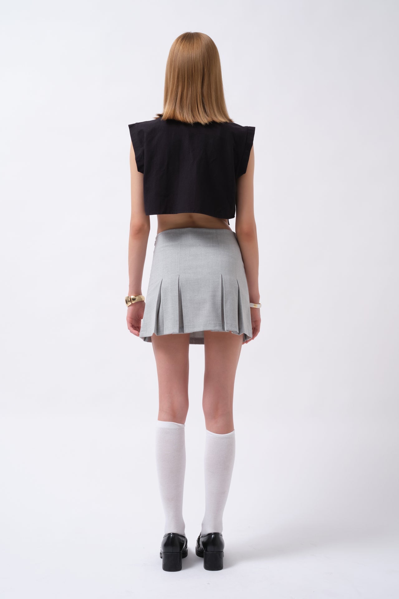 Pocket Detail Sleeveless Linen Black Shirt