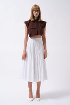 Pocket Detail Sleeveless Linen Brown Shirt