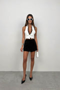 Pocket Detail Black Mini Shorts