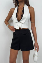 Pocket Detail Black Mini Shorts