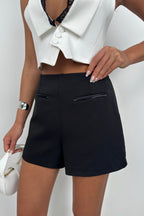 Pocket Detail Black Mini Shorts