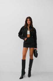 Pocket Detail Parachute Black Skirt