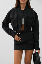 Pocket Detail Parasut Black Skirt