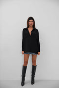 Pocket Detail Black Shirt