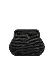 Framed Wicker Black Handbag