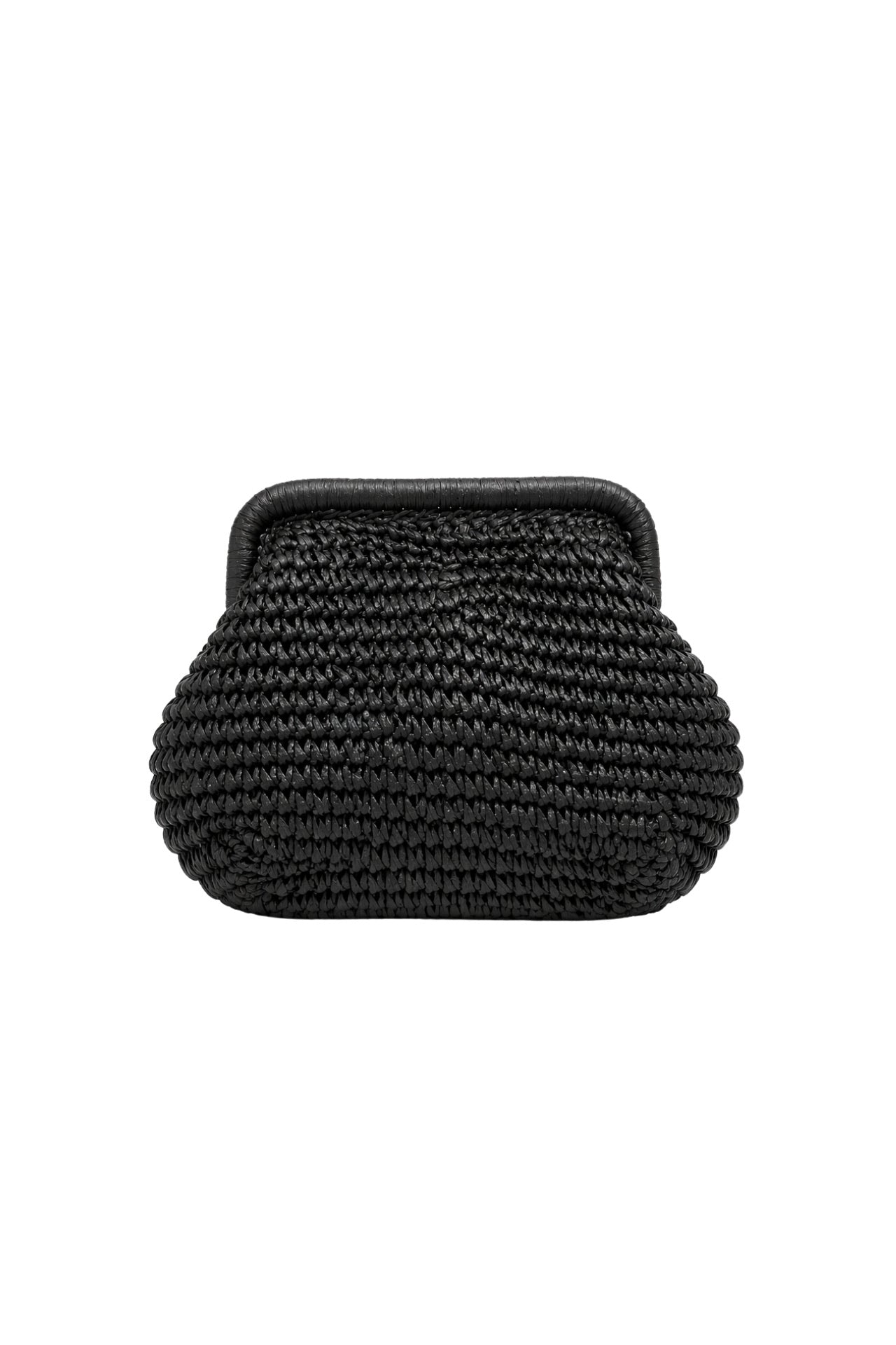 Framed Straw Black Handbag