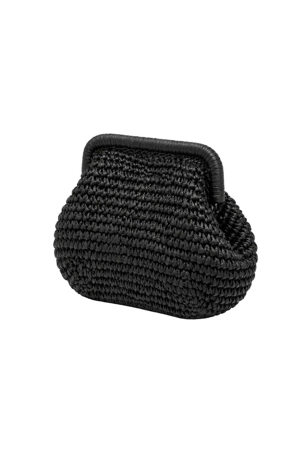 Framed Straw Black Handbag