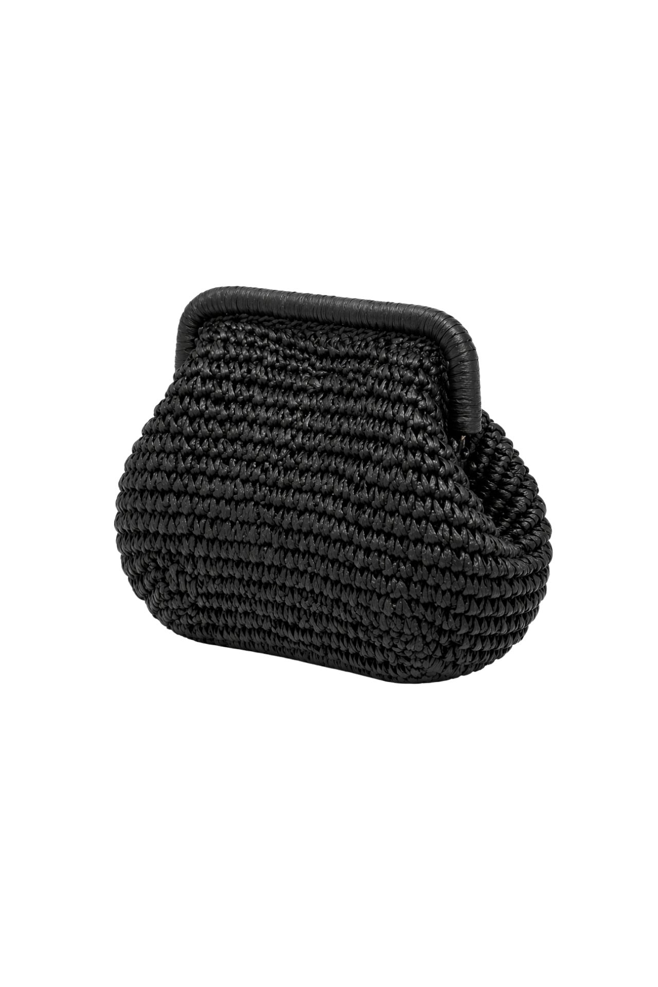 Framed Straw Black Handbag
