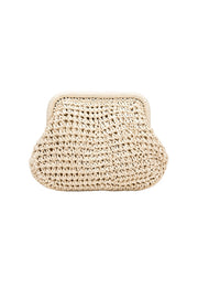 Framed Beige Woven Handbag