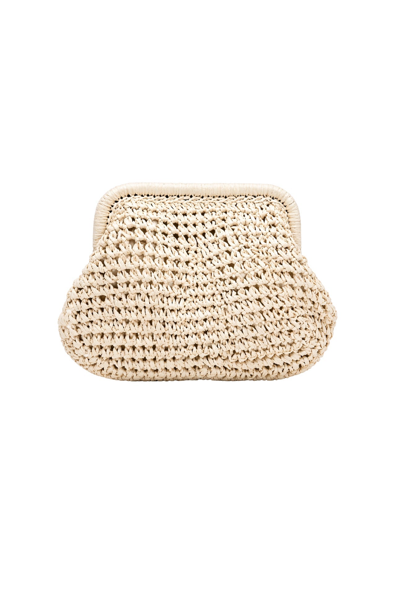 Framed Beige Straw Handbag