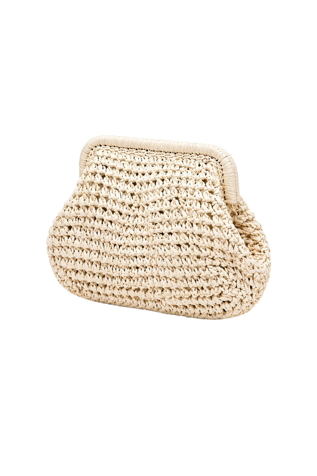 Framed Beige Straw Handbag