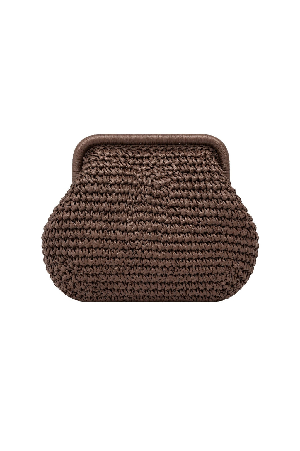 Framed Brown Straw Handbag