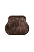 Framed Brown Straw Handbag
