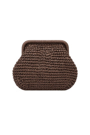 Framed Brown Woven Handbag