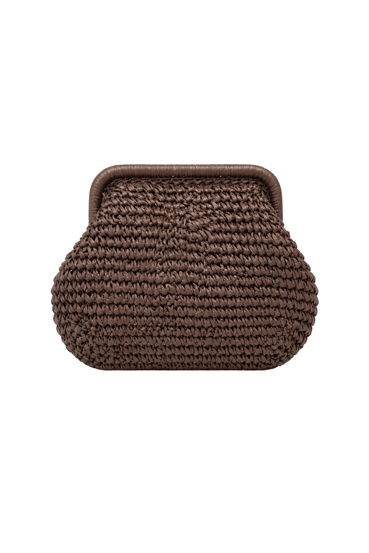 Framed Brown Straw Handbag