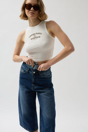 Double Belted Bermuda Blue Denim Shorts