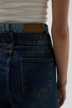 Double Waistted Bermuda Blue Denim Shorts