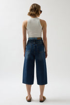Double Waistted Bermuda Blue Denim Shorts