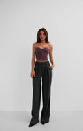 Double Pleated Wide Leg Gray Pants
