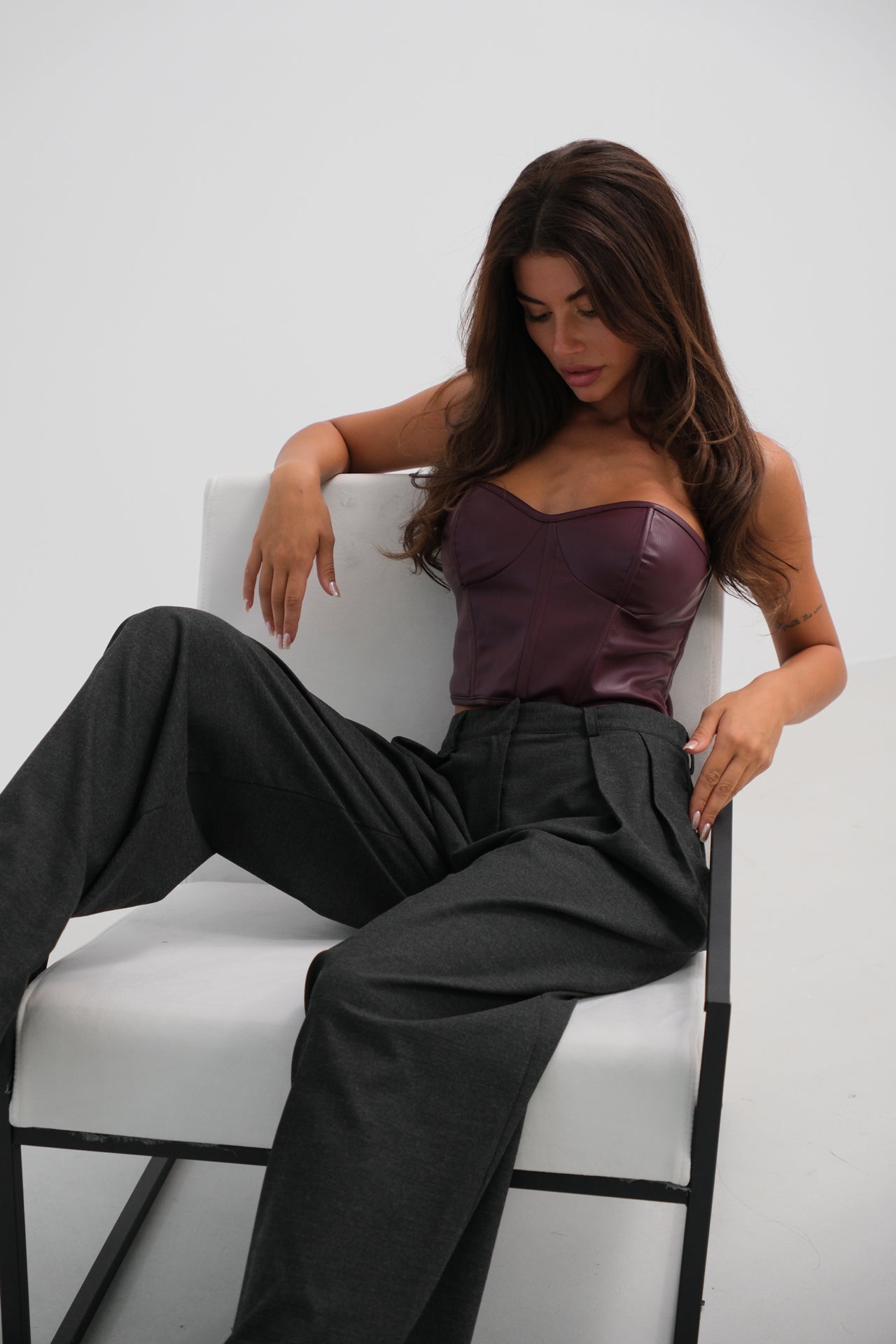Double Pleated Wide Leg Gray Pants