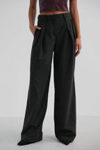 Double Pleated Wide Leg Gray Pants