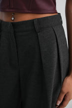 Double Pleated Wide Leg Gray Pants