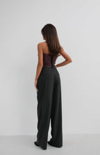 Double Pleated Wide Leg Gray Pants