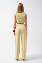 Double Pleated Palazzo Yellow Pants