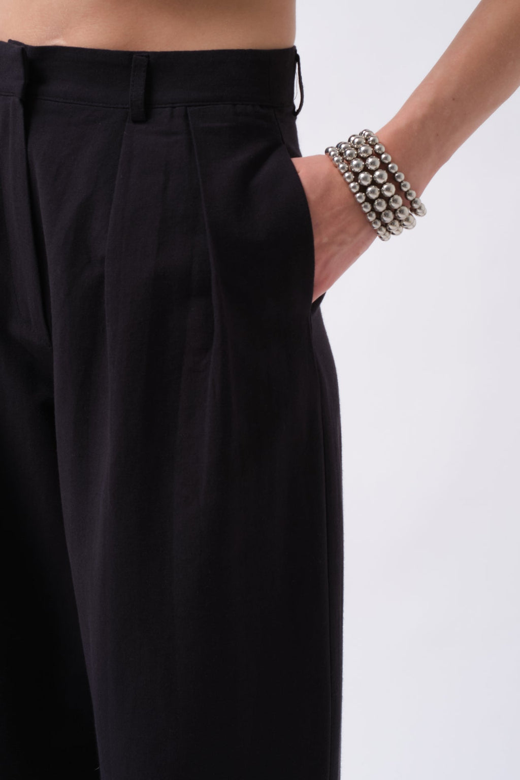 Double Pleated Palazzo Navy Blue Pants