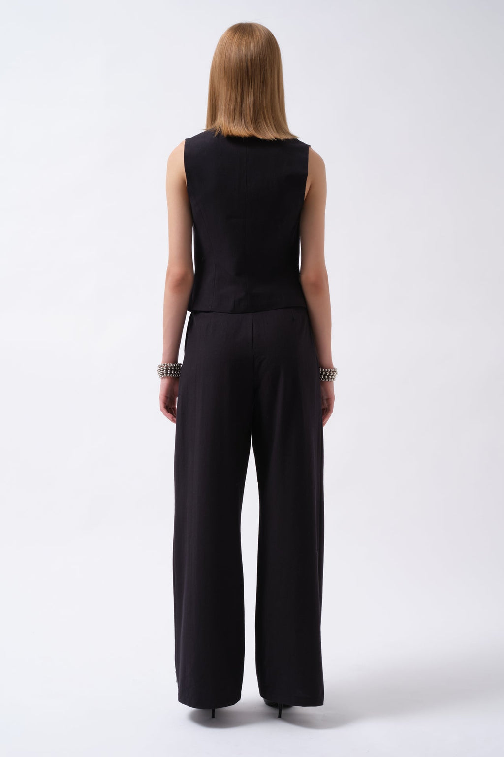 Double Pleated Palazzo Navy Blue Pants