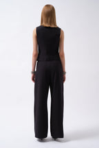 Double Pleated Palazzo Navy Blue Pants