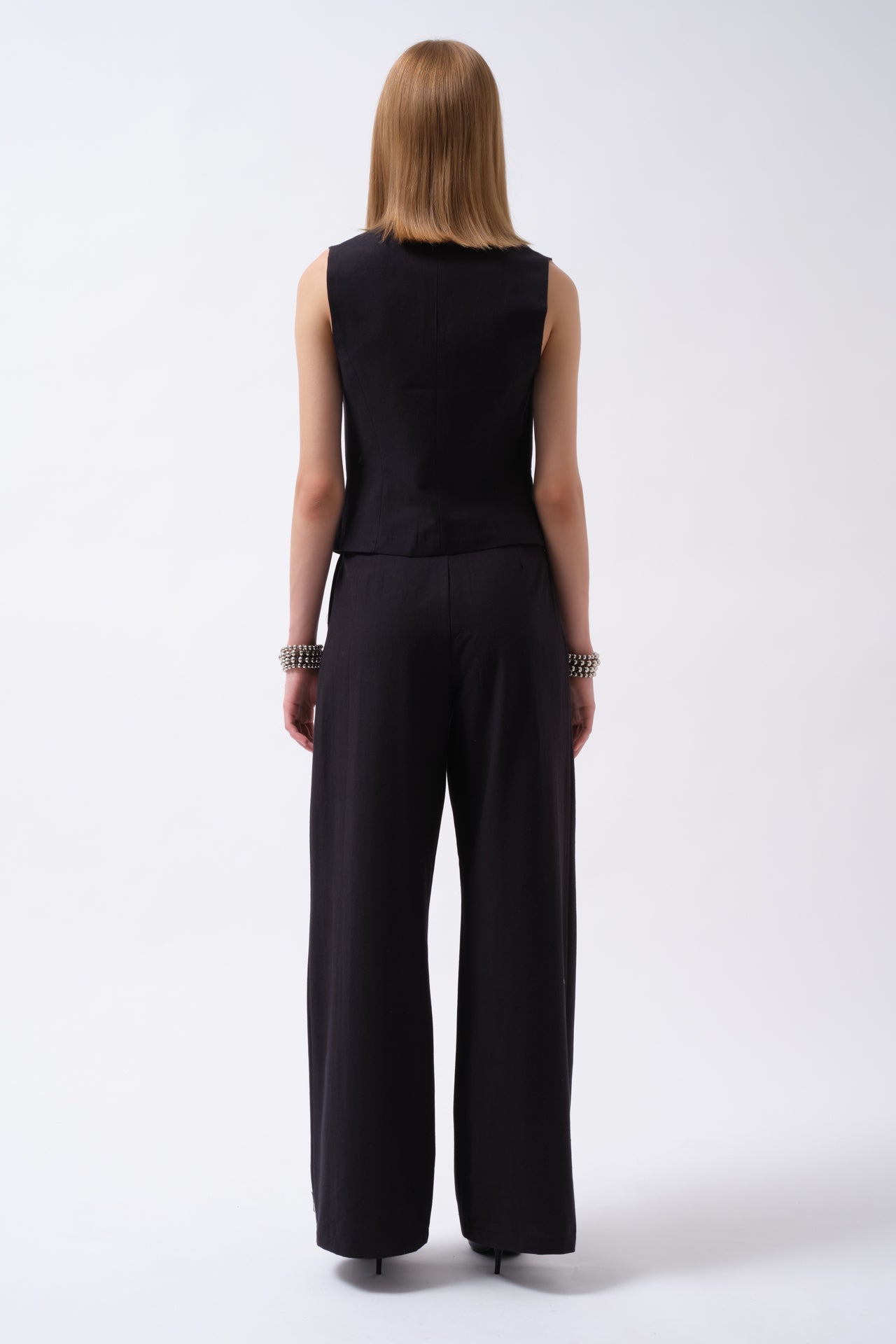 Double Pleated Palazzo Navy Blue Pants