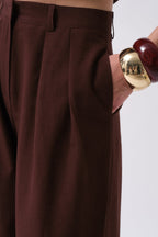 Double Pleated Palazzo Brown Pants