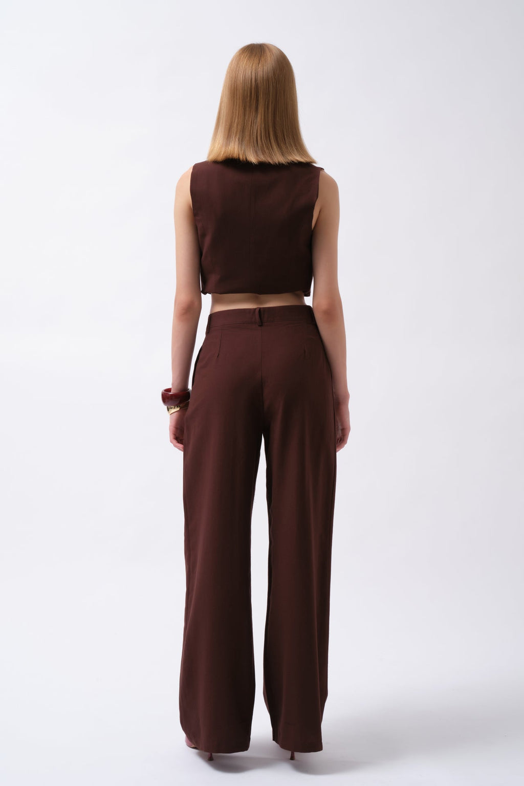 Double Pleated Palazzo Brown Pants