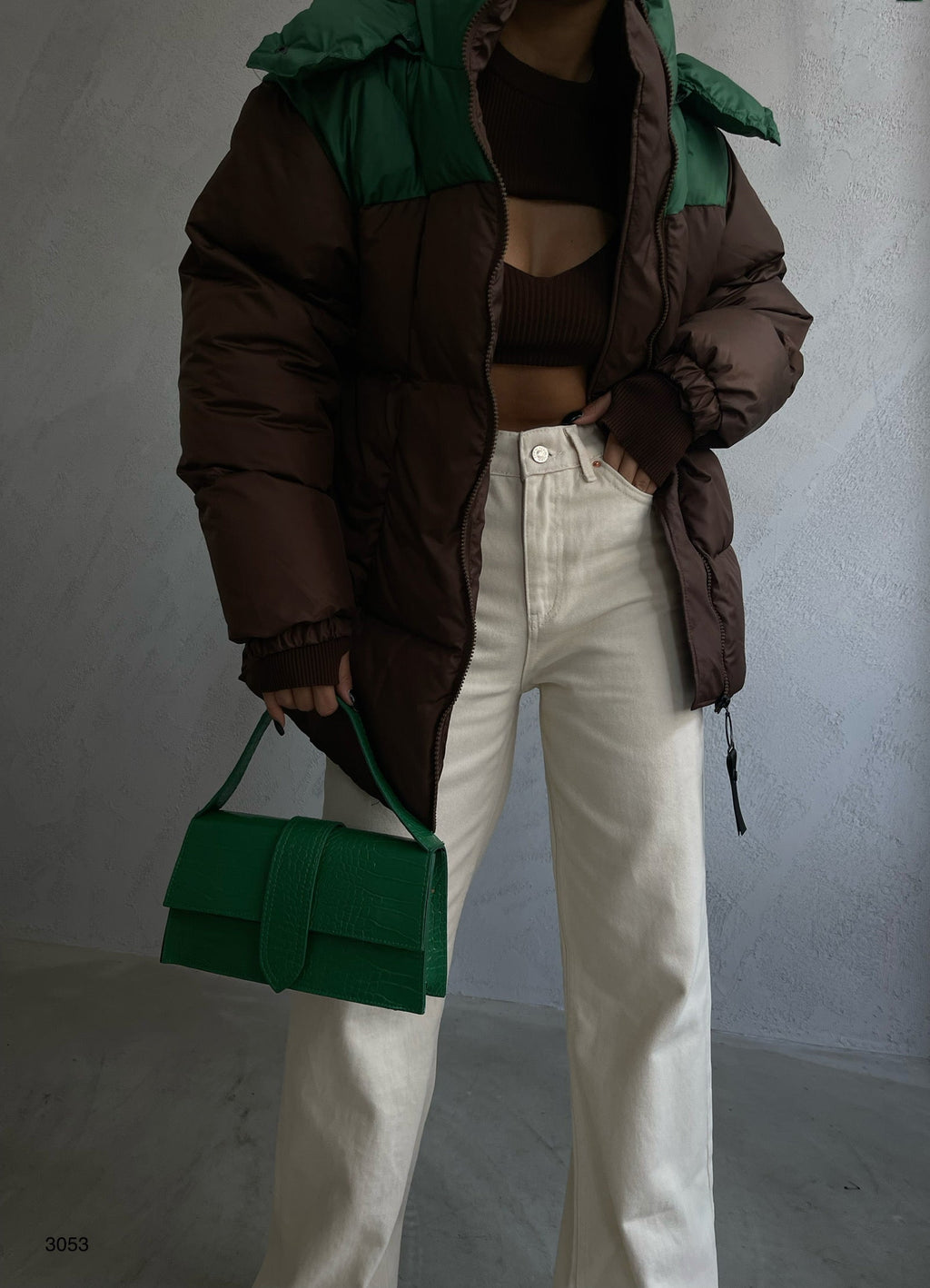 Cift Colorful Kapsonlu Brown Green Mont